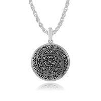 Sterling Silver Rennie Mackintosh Inspired Marcasite Locket on 45cm Chain