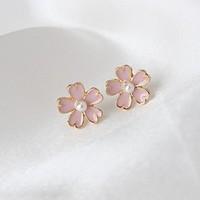 Stud Earrings Fashion Alloy Flower Pink Jewelry For Daily 1 Pair