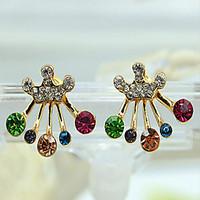 stud earrings cubic zirconia rhinestone gold plated gold rainbow jewel ...