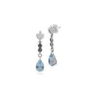 Sterling Silver Blue Topaz & Marcasite Drop Earrings