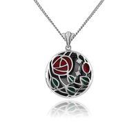 Sterling Silver 0.04ct Diamond Rennie Mackintosh Style Locket Necklace