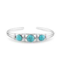 Sterling Silver 5.00ct Turquoise Cabochon Trilogy Bangle