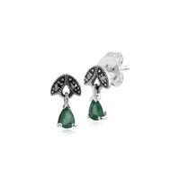 sterling silver 027ct emerald marcasite may stud earrings