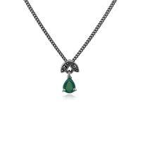 Sterling Silver 0.27ct Emerald & Marcasite May 45cm Necklace