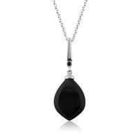 Sterling Silver 12.25ct Black Onyx & 4pt Black Spinel Art Deco 45cm Necklace