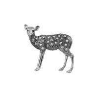 Sterling Silver Sapphire & Marcasite Deer Brooch