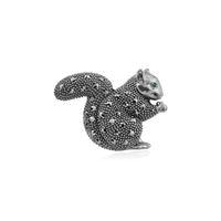 Sterling Silver Emerald & Marcasite Squirrel Brooch