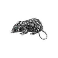 Sterling Silver Emerald & Marcasite Mouse Brooch