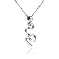 Sterling Silver Art Deco Black Spinel & Marcasite Snake 45cm Necklace