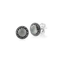 sterling silver art deco milky aquamarine marcasite stud earrings