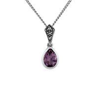 Sterling Silver 0.8ct Amethyst & Marcasite Pendant