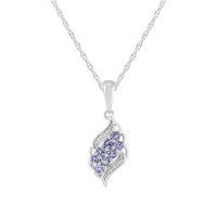 Sterling Silver 0.57ct Natural Tanzanite & Diamond Contemporary Pendant on Chain