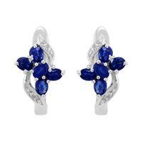 Sterling Silver 0.87ct Natural Blue Sapphire & 2pt Diamond Butterfly Hoop Earrings