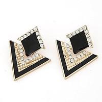 Stud Earrings Fashion Luxury Personalized Elegant Rhinestone Simulated Diamond Alloy Geometric Black Rose Jewelry For Party