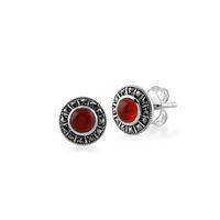 Sterling Silver Art Deco Carnelian & Marcasite Stud Earrings