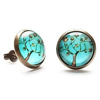 Stud Earrings Gemstone Resin Copper Jewelry Daily Casual Sports