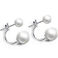 Sterling Silver Double Pearl Earring