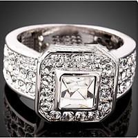 Statement Rings Crystal Cubic Zirconia Simulated Diamond Alloy Fashion Gold Silver Jewelry Party 1pc