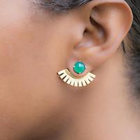 stud earrings gemstone alloy fashion green blue jewelry 2pcs