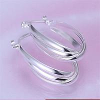 Sterling Silver Earring Hoop Earrings Wedding/Party/Daily 2pcs