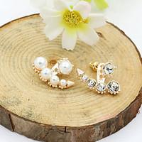 Stud Earrings Crystal Pearl Imitation Pearl Rhinestone Gold Plated 18K gold Simulated Diamond Fashion Gold Silver Rose Gold Jewelry 2pcs