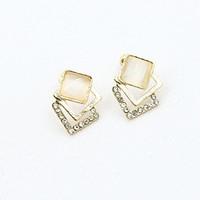 stud earrings crystal rhinestone gold plated simulated diamond 18k gol ...