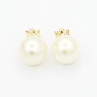 Stud Earrings Crystal Pearl Imitation Pearl Rhinestone Gold Plated 18K gold Simulated Diamond Fashion White Black Jewelry 2pcs