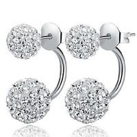 Stud Earrings Basic Classic Sterling Silver Rhinestone Imitation Diamond Alloy Ball White Jewelry For Daily Casual Sports 2pcs