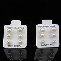 Stud Earrings Pearl Imitation Pearl Alloy White Jewelry Wedding Party Daily Casual Sports 6pcs