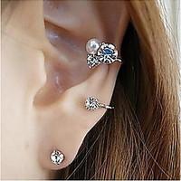 Stud Earrings Crystal Alloy Simulated Diamond Silver Golden Jewelry Party Daily Casual 2pcs