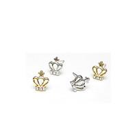 stud earrings alloy simulated diamond crown silver golden jewelry part ...
