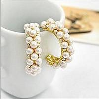 Stud Earrings Hoop Earrings Pearl Imitation Pearl Cubic Zirconia Simulated Diamond Alloy Screen Color Jewelry 2pcs
