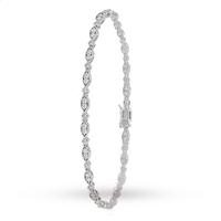 Sterling Silver Marquise and Brilliant Cut Cubic Zirconia Bracelet