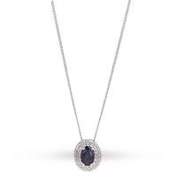 sterling silver blue cubic zirconia halo pendant