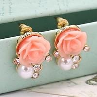 Stud Earrings Drop Earrings Cubic Zirconia Platinum Plated Alloy Fashion White Pink Light Green Jewelry 1set
