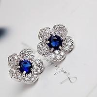 Stud Earrings Drop Earrings Cubic Zirconia Platinum Plated Alloy Fashion White Jewelry 1set