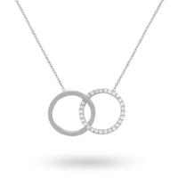 Sterling Silver Cubic Zirconia Interlinking Circles Necklace