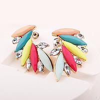 Stud Earrings Gemstone Resin Rhinestone Alloy Fashion Wings / Feather Rainbow Jewelry Daily Casual 1 pair