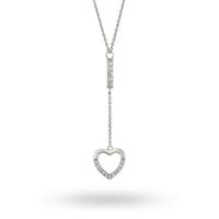 Sterling Silver Cubic Zirconia Heart Lariat Necklace