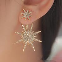 stud earrings fashion galaxy cubic zirconia rhinestone star gold silve ...