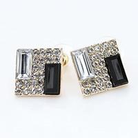 stud earrings simulated diamond alloy elegant silver black jewelry dai ...