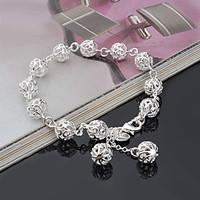 Strand Bracelet Silver Plated Fashion Heart Jewelry Silver Jewelry 1pc
