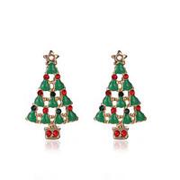 stud earrings simulated diamond alloy chrismas green jewelry party dai ...