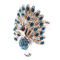 Statement Rings Simulated Diamond Alloy Peacock Blue Golden Jewelry Daily 1pc