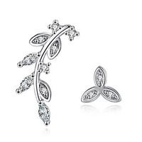 stud earrings aaa cubic zirconia personalized sterling silver leaf jew ...