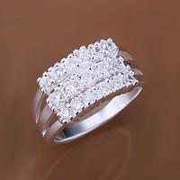 Statement Rings Brass Zircon Cubic Zirconia Silver Plated Fashion Silver Jewelry Wedding Party 1pc