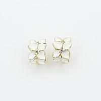Stud Earrings Crystal Rhinestone Gold Plated Simulated Diamond 18K gold Fashion White Black Jewelry 2pcs