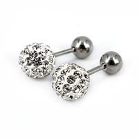 Stud Earrings Stainless Steel Rhinestone Double Sided Ball 1# 2# 3# 4# 5# Jewelry Wedding Party Daily Casual 2pcs