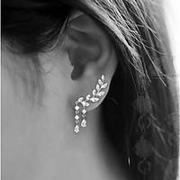 Stud Earrings Tassel Fashion Alloy Leaf Silver Gold Jewelry For Party Birthday Daily 1 Pair