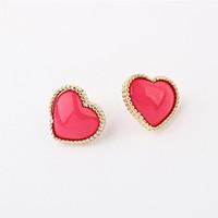 Stud Earrings Unique Design Heart Cute Style Fashion Personalized Statement Jewelry Adorable Resin Alloy Heart Jewelry ForCongratulations